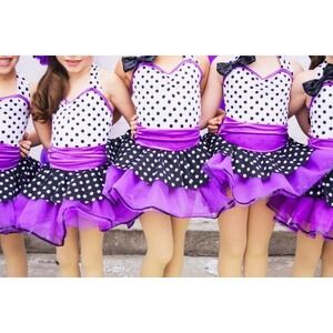 Weissman Polka Dot Halter Leotard Skirted Dance Costume Child‎ XS C